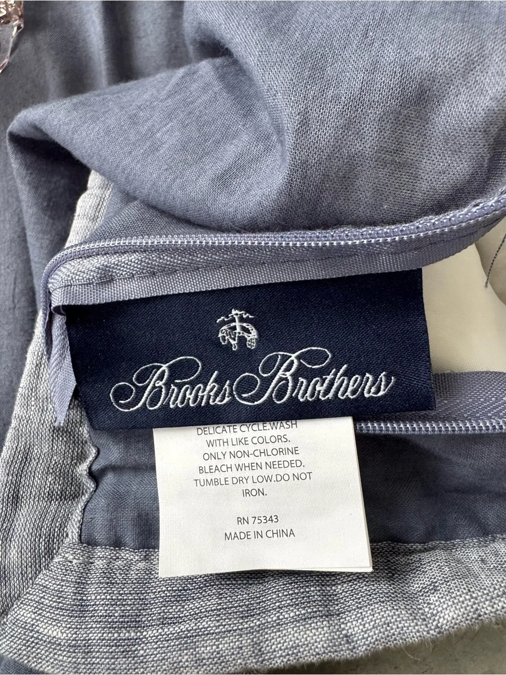 BROOKS BROTHERS Linen Cotton Quilted Euro Pillow Shams in Blue Set of 2